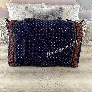 Vintage VERA BRADLEY Regency Blue 1987 Original Duffle Navy Maroon USA Virginia